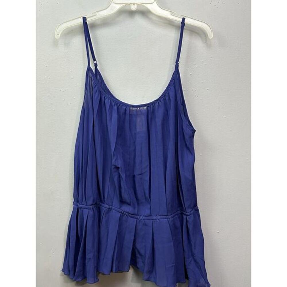 Miss Tina By‎ Tina Knowles Tank Top XL 16-18 Box Pleats Purple Sleeveless Sheer